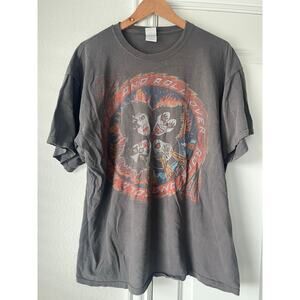Vtg KISS Shirt Mens XL Faded Black Double Sided Band Tee Rock and Roll Over Y2K